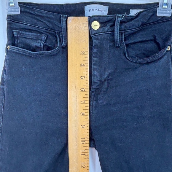 Frame Size 1 Womens Le One Flare Jeans Faded Black Denim Five Pocket High Rise - Picture 5 of 10